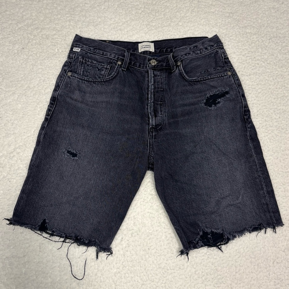 Citizens of Humanity Women Black Wash Ambrosio Bermuda Shorts